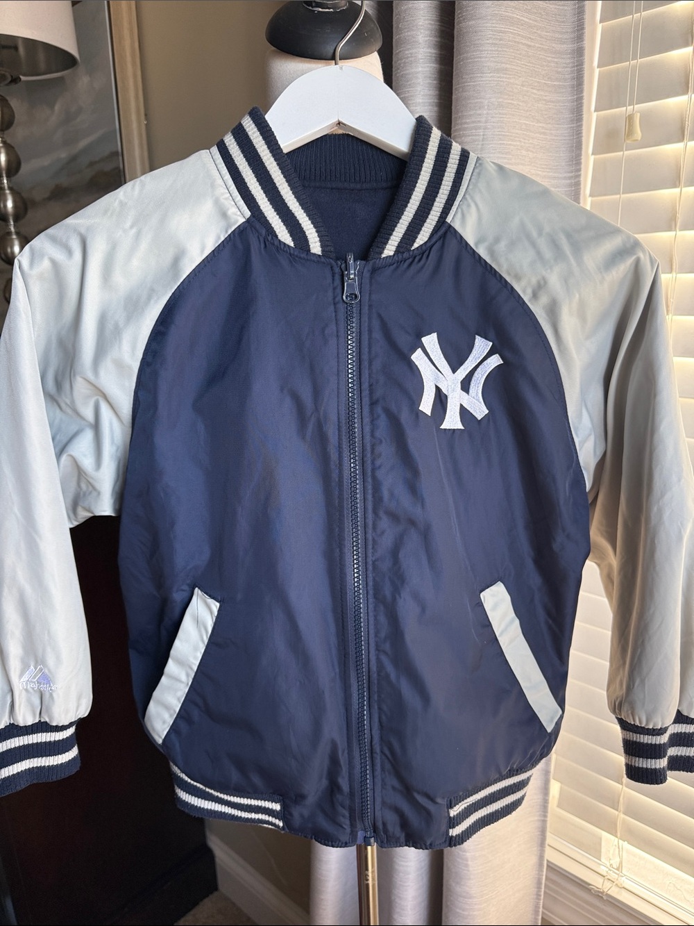 New York Majestic Yankees kids vintage reversible number jacket size 8